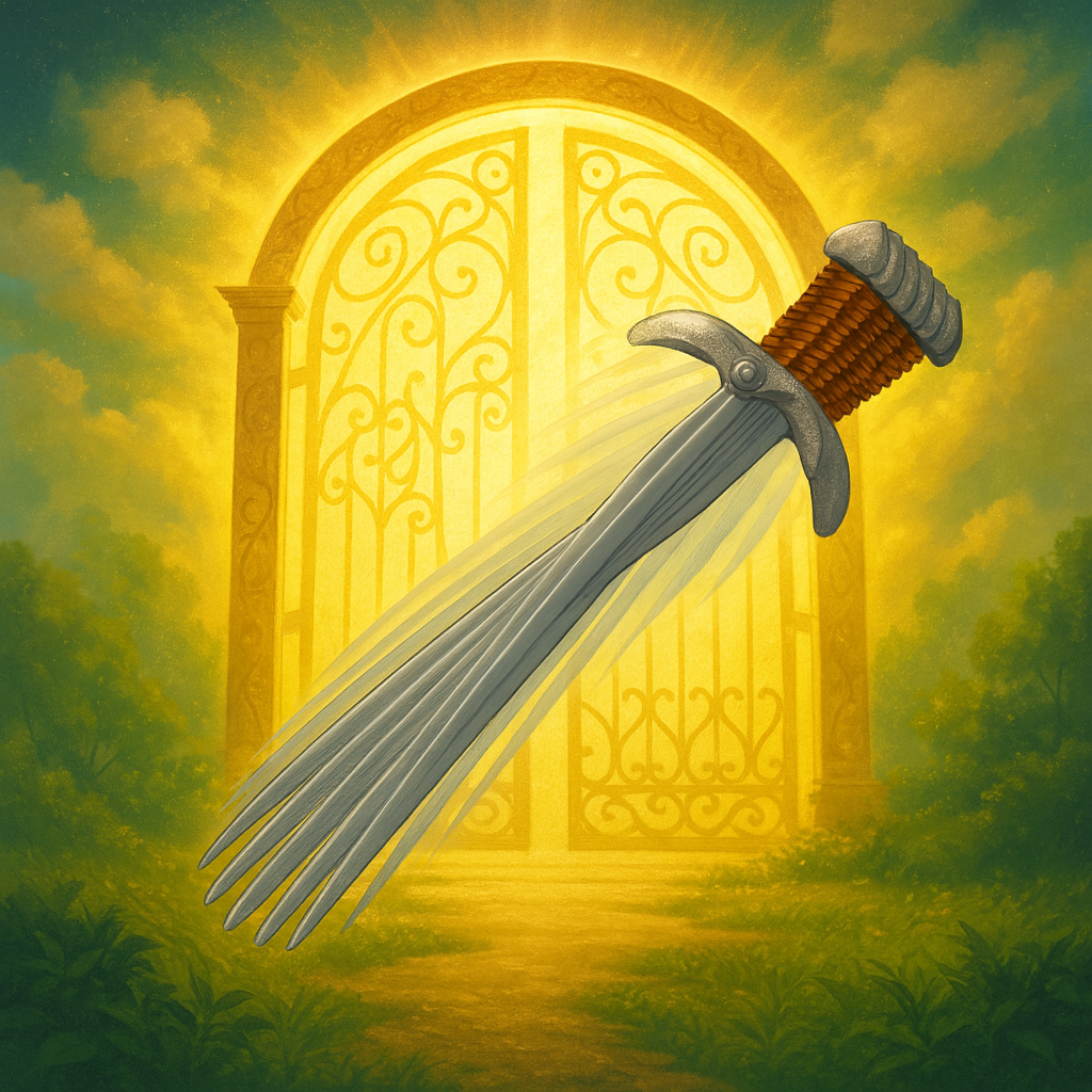 encarando la espada giratoria