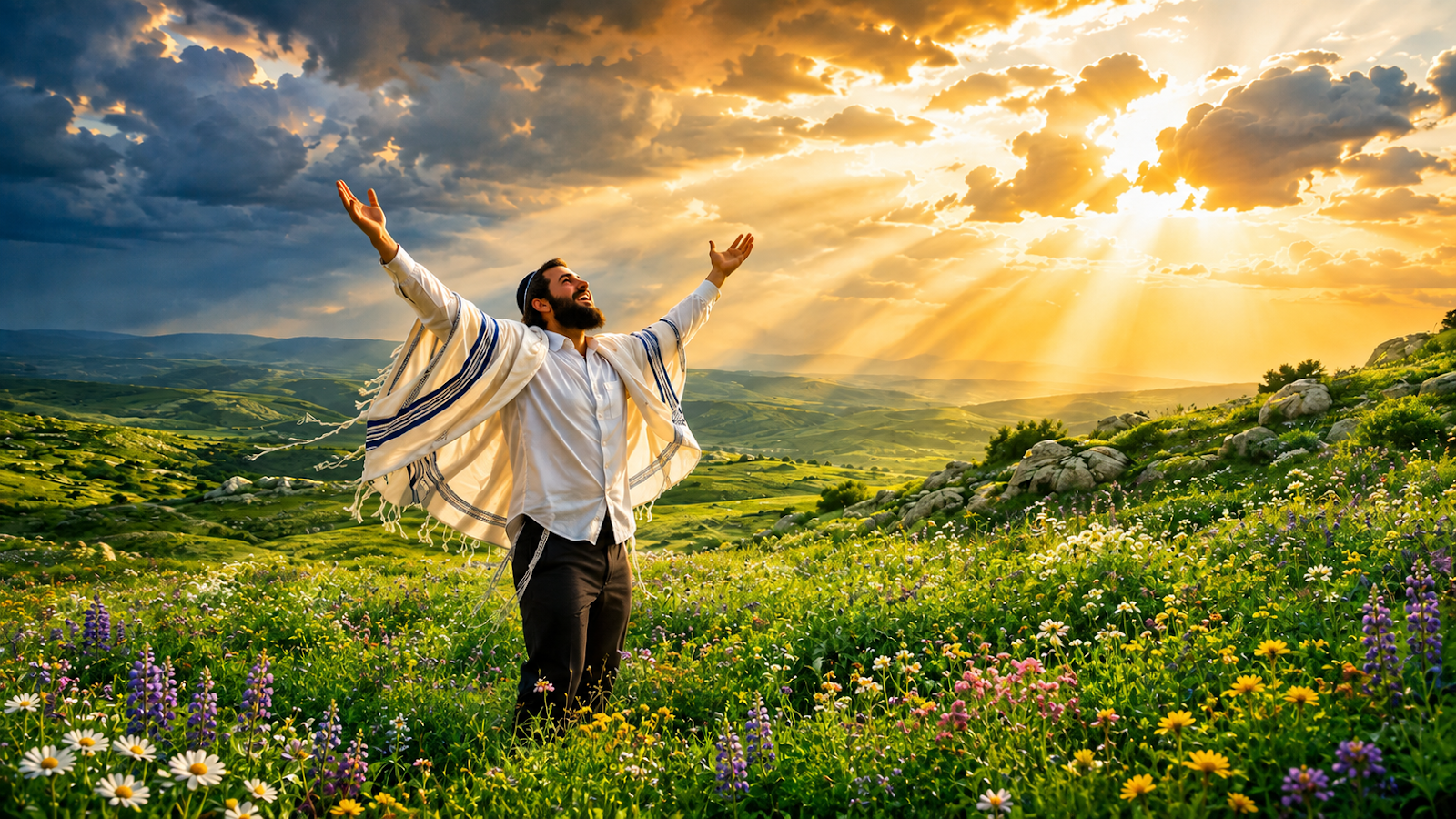 agradeciendo en el campo